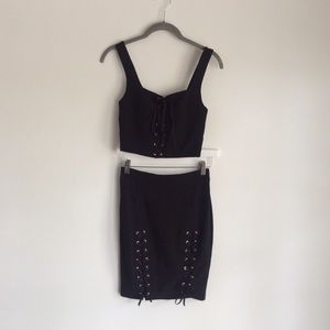 COPY - 2 Piece Front Lace Up Skirt and Crop Set